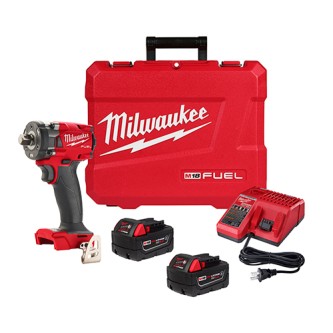 MILWAUKEE TOOLS M18 FUEL ½” COMPACT IMPACT WRENCH WITH PIN DETENT KIT & 2 RESISTANT BATTERIES