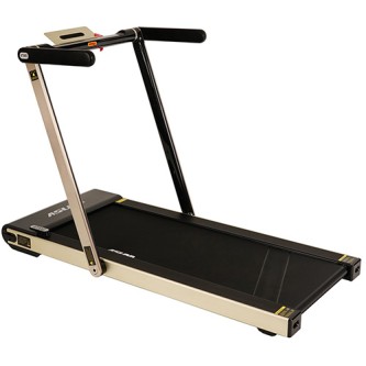 SUNNY HEALTH & FITNESS ASUNA SPACE SAVING MOTORIZED TREADMILL WITH SPEAKERS, LIGHT GOLD