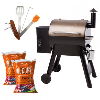 TRAEGER PRO SERIES 22 PELLET GRILL, BRONZE WITH MULTI-TOOL & HICKORY PELLETS